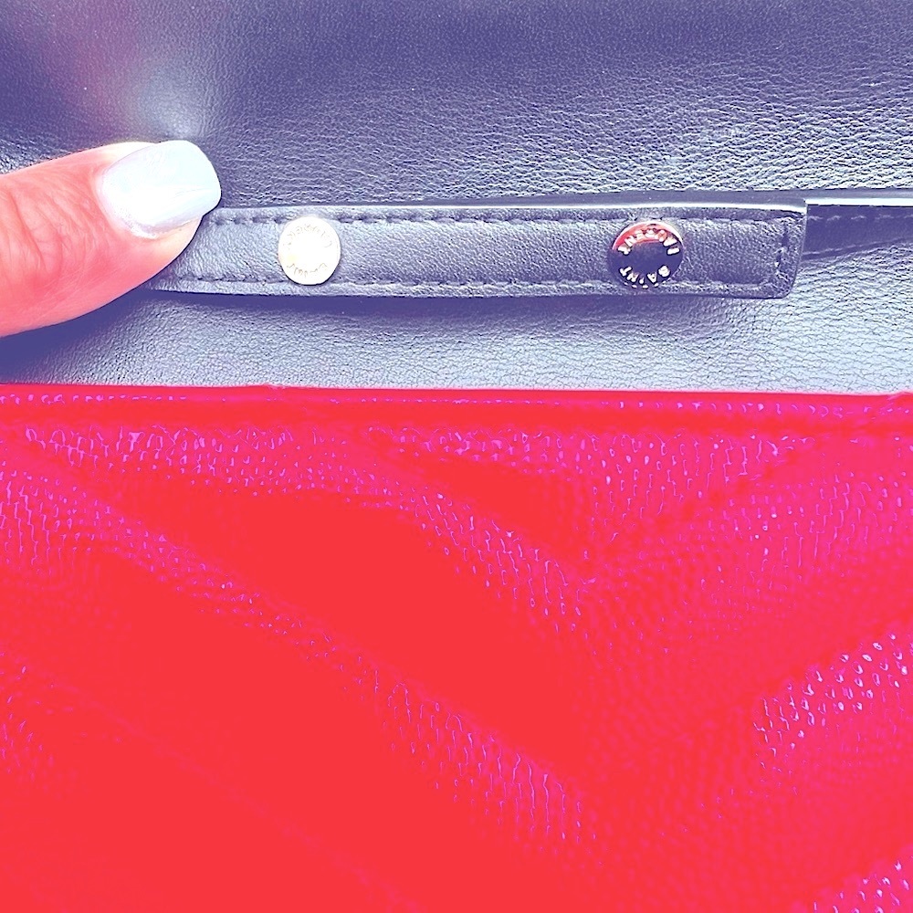 EUC YSL Cassandre neon fuchsia patent leather clutch on a chain. - Picture 11 of 11